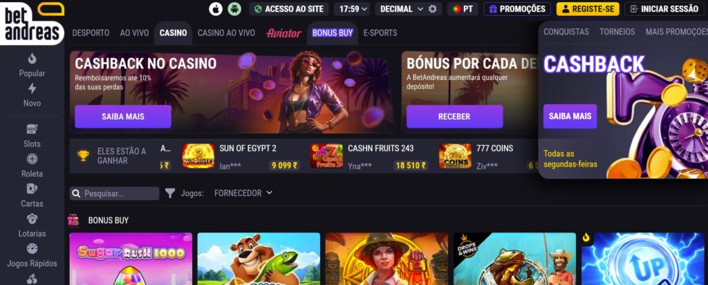 Aplicativo móvel Betandreas